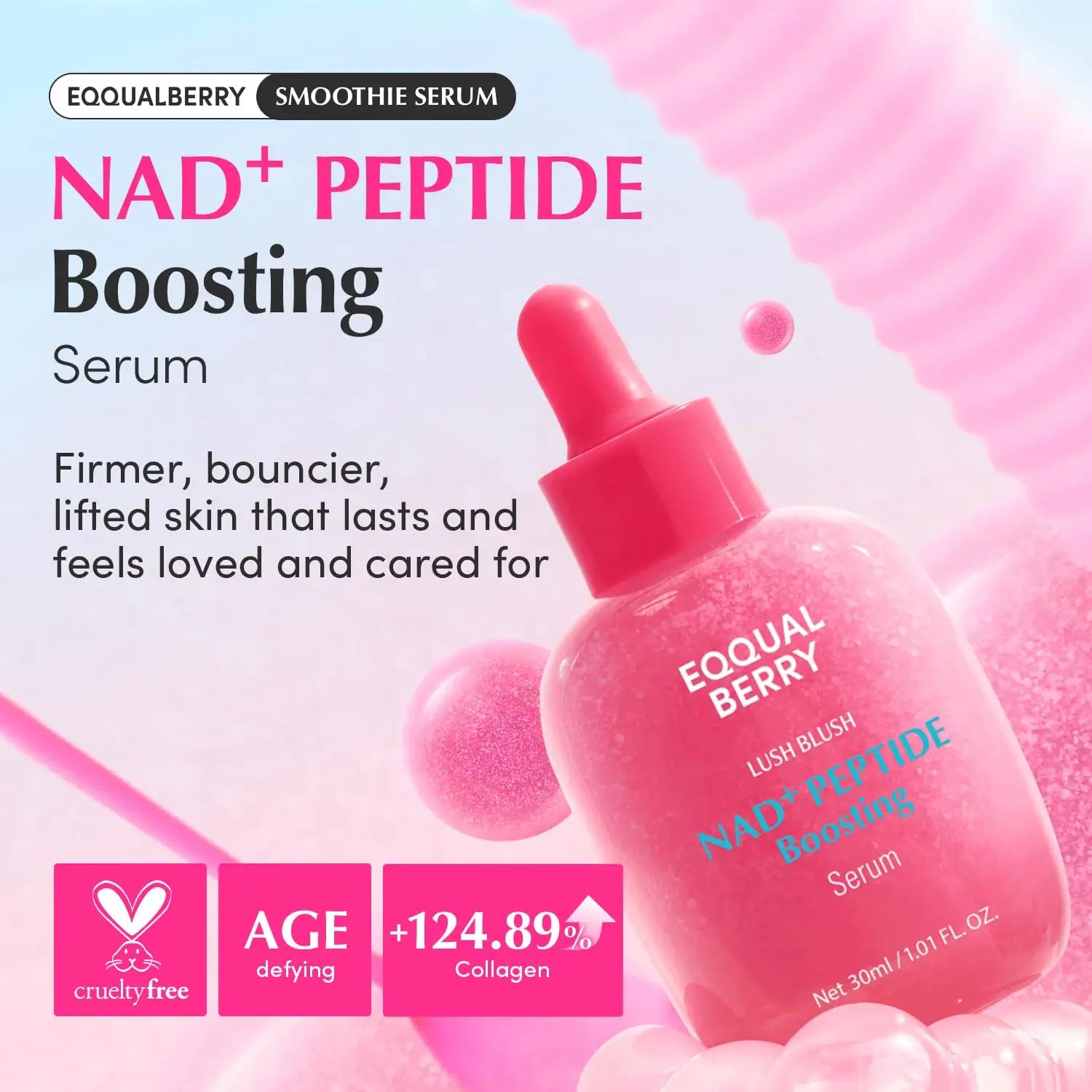 EQQUALBERRY NAD+PEPTIDE BOOSTING lush blush serum 30ml