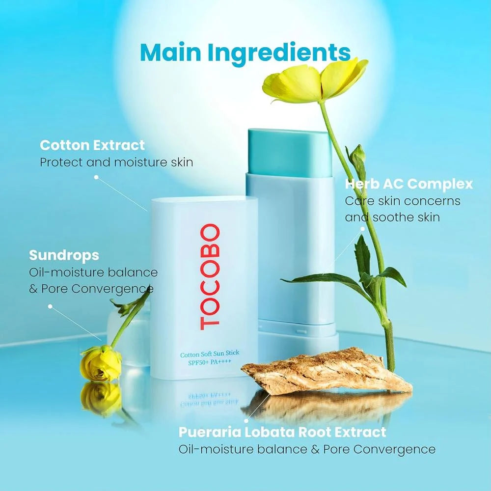 Tocobo Cotton Soft Sun Stick SPF50+ PA++++ – Matte Finish & Portable Sun Protection
