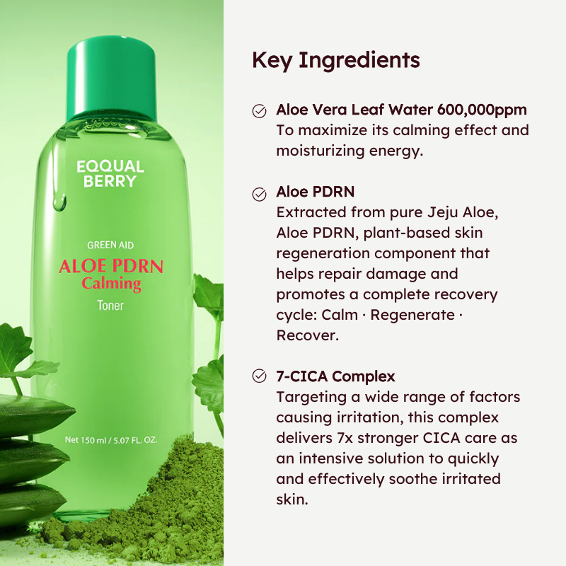 EQQUALBERRY Aloe PDRN Calming Toner – Soothing & Skin Repair Care