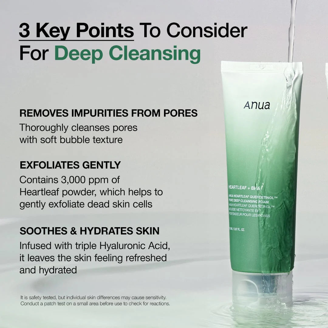 Anua Heartleaf + BHA Cleansing Foam – Acne & Pore Control Cleanser