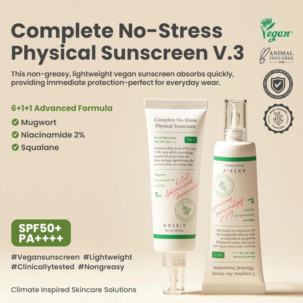 AXIS-Y Complete No-Stress Physical Sunscreen SPF50+ PA++++ 50ml