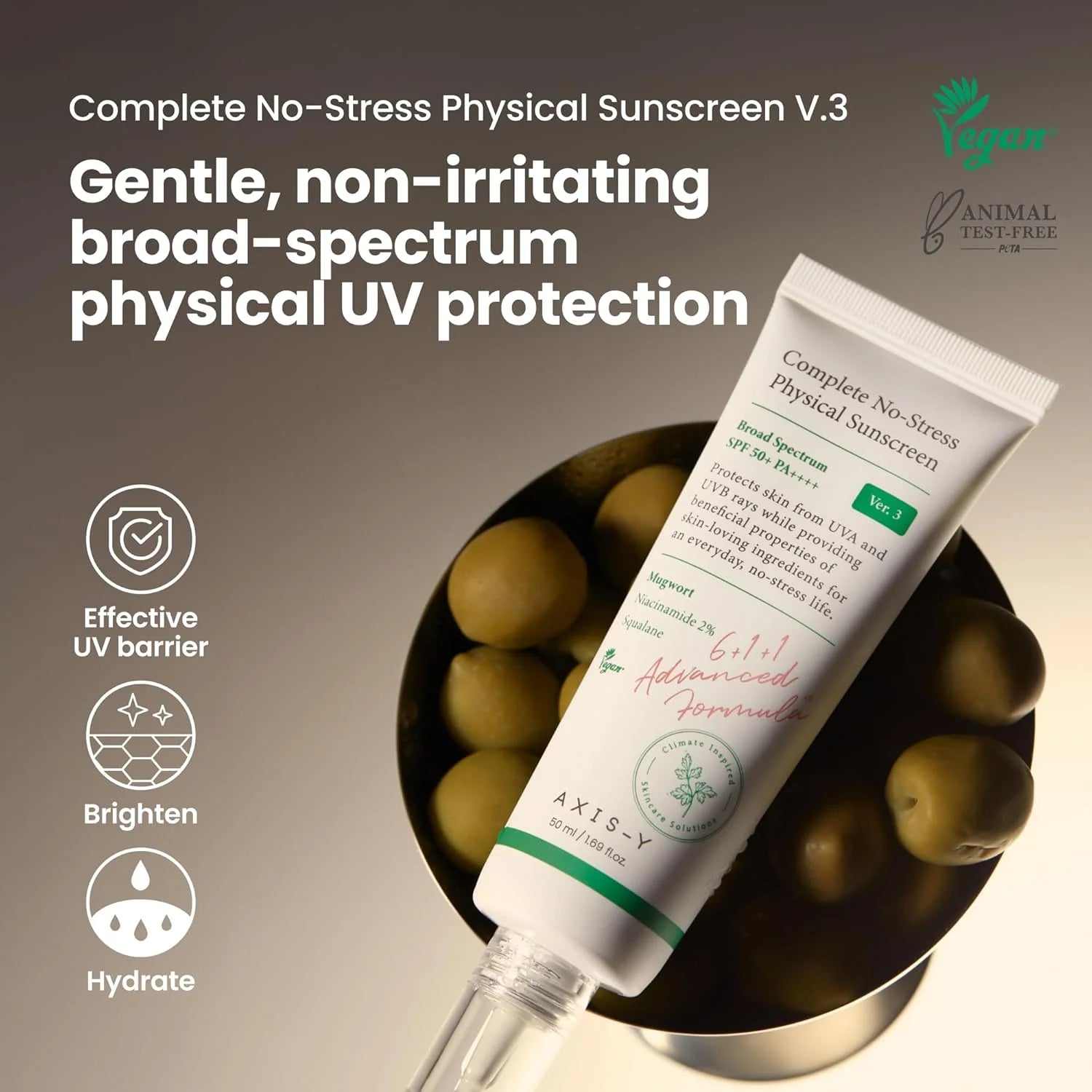 AXIS-Y Complete No-Stress Physical Sunscreen SPF50+ PA++++ 50ml